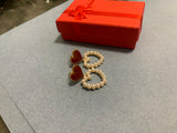 Heart red and white earrings