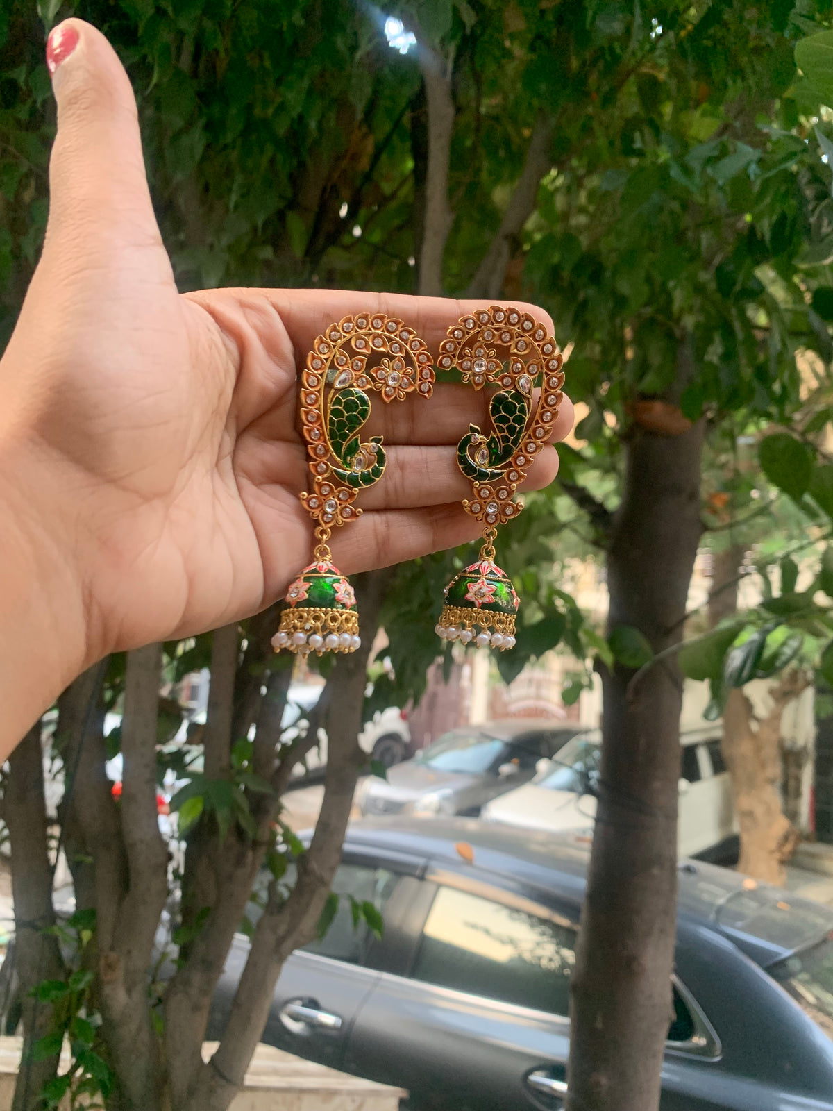 Beautiful peacock hanging Jhumkas