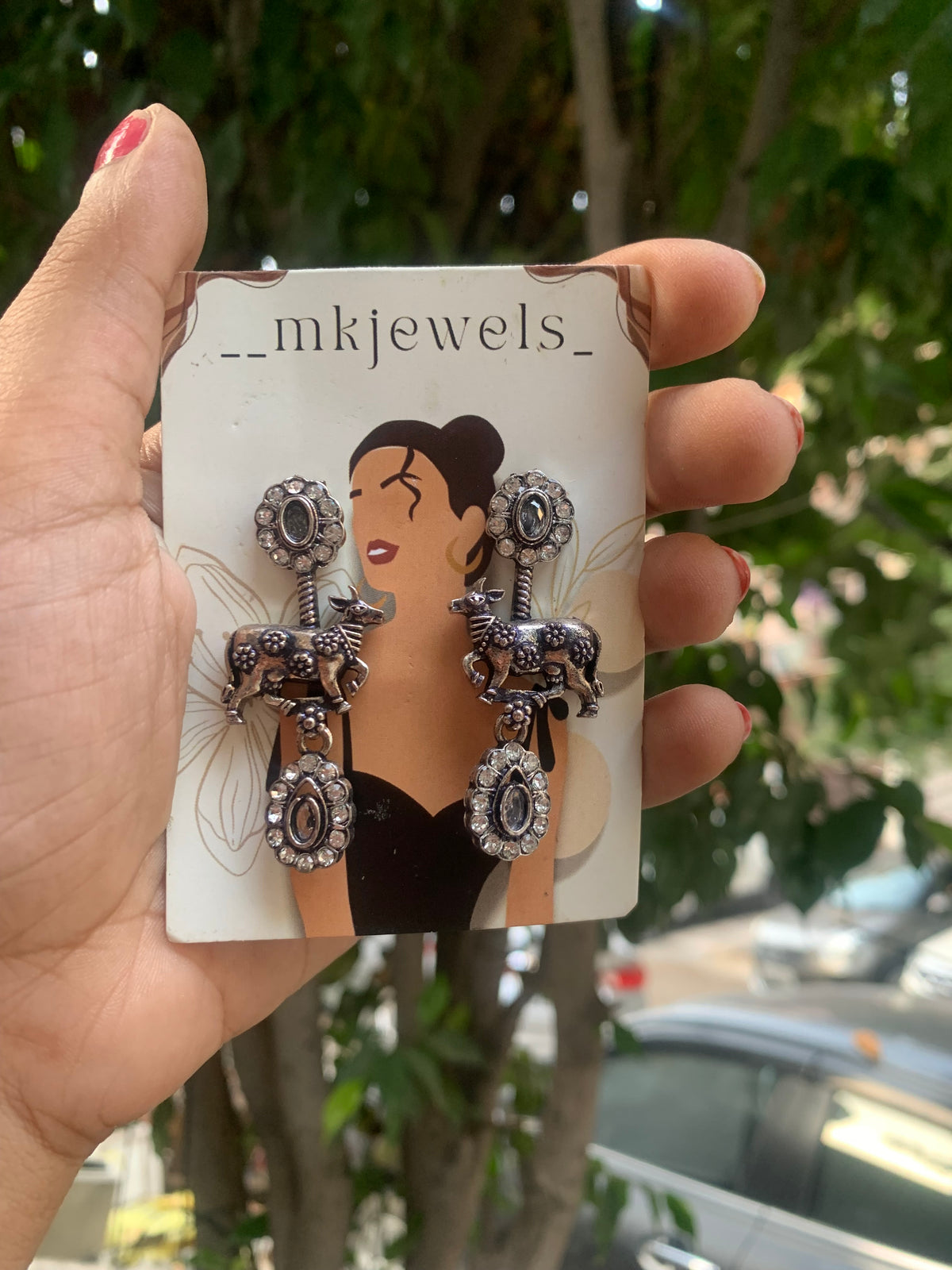 Hanging brass stone earrings😍💕