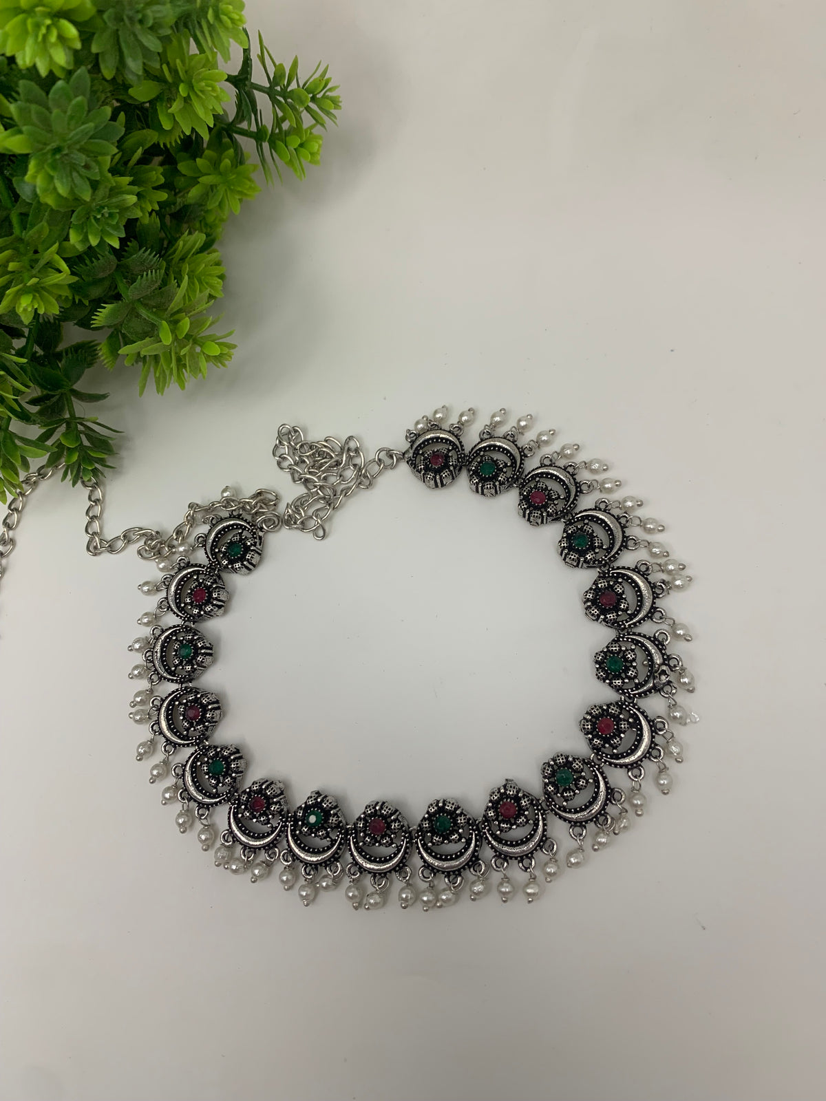 German silver multi colour choker